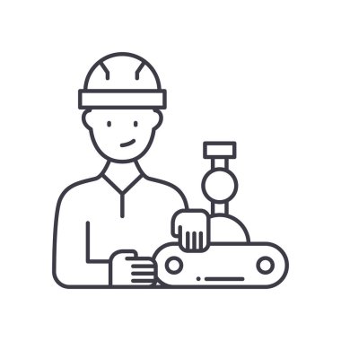 Sistem entegratör simgesi, doğrusal izole edilmiş illüstrasyon, ince çizgi vektörü, web tasarım işareti, düzenlenebilir beyaz arkaplan üzerinde çizgi konsept sembolü.