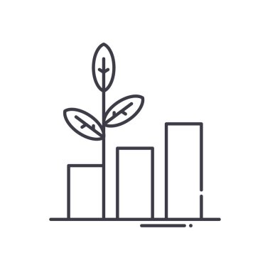 Sürdürülebilir geliştirme simgesi, doğrusal izole edilmiş illüstrasyon, ince çizgi vektörü, web tasarım işareti, düzenlenebilir beyaz arkaplan üzerinde çizgi konsept sembolü.