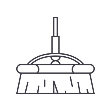 Süpür konsept simgesi, doğrusal izole çizim, ince çizgi vektörü, web tasarım işareti, düzenlenebilir konsept sembolü beyaz arkaplan üzerinde.