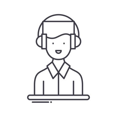 Simgeyi destekle, doğrusal izole edilmiş illüstrasyon, ince çizgi vektörü, web tasarım işareti, düzenlenebilir konsept sembolü beyaz arkaplan üzerinde.