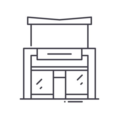 Süpermarket simgesi, doğrusal izole edilmiş illüstrasyon, ince çizgi vektörü, web tasarım işareti, düzenlenebilir çizgi konsept sembolü beyaz arkaplan üzerinde.