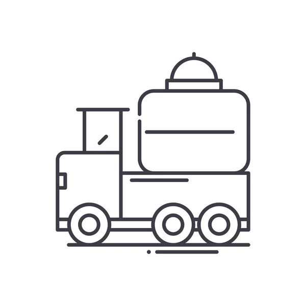 Icône de camion citerne, illustration linéaire isolée, vecteur de ligne mince, panneau de conception Web, symbole de concept de contour avec trait modifiable sur fond blanc. — Image vectorielle