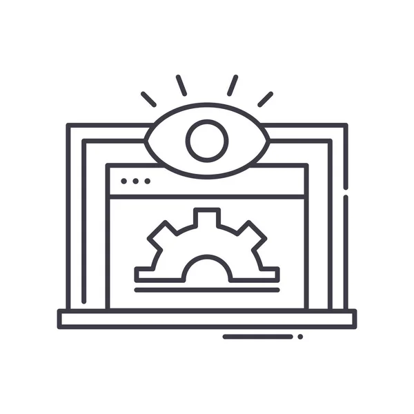 System-Monitoring-Symbol, linear isolierte Abbildung, dünner Linienvektor, Webdesign-Schild, Umrisskonzept-Symbol mit editierbarem Strich auf weißem Hintergrund. — Stockvektor