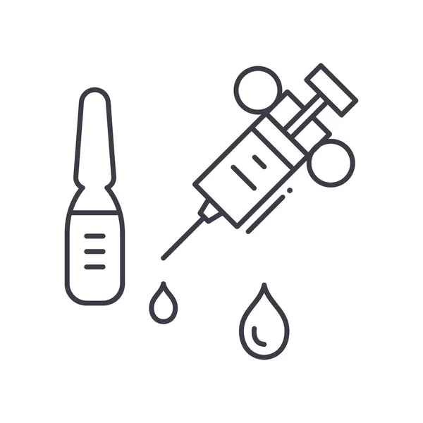 Syringe icon, linear isolated illustration, thin line vector, web design sign, outline concept symbol with editable stroke on white background. — Stock Vector