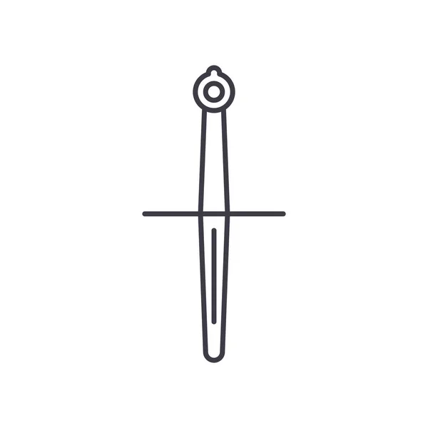 Meč ikona, lineární izolované ilustrace, tenká čára vektor, web design značka, obrys koncept symbol s upravitelným tahem na bílém pozadí. — Stockový vektor
