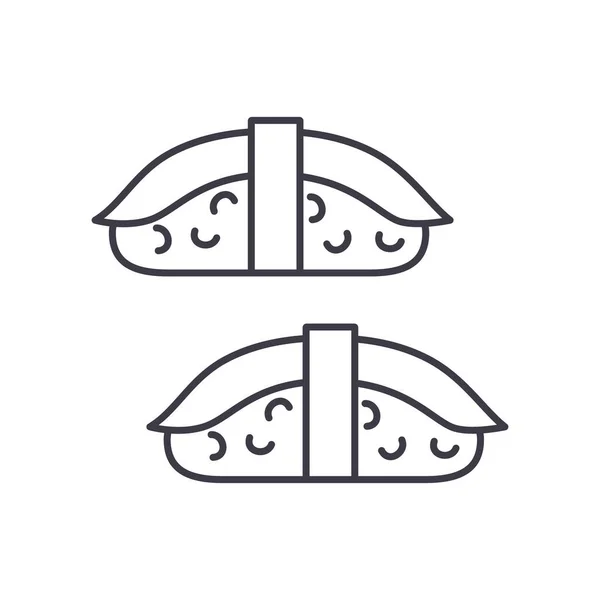 Icona di servizio Sushi, illustrazione lineare isolata, vettore di linea sottile, segno di web design, simbolo del concetto di contorno con tratto modificabile su sfondo bianco. — Vettoriale Stock