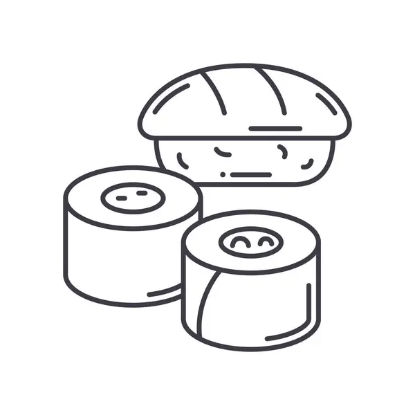 Sushi afbeelding pictogram, lineaire geïsoleerde illustratie, dunne lijn vector, web design teken, schets concept symbool met bewerkbare slag op witte achtergrond. — Stockvector