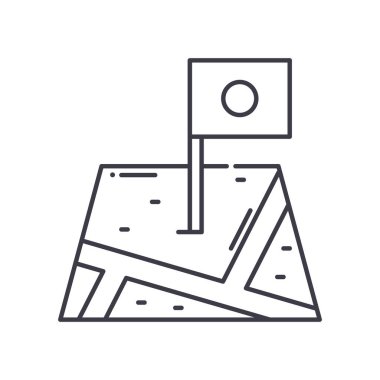 Harita simgesini, doğrusal izole edilmiş illüstrasyonu, ince çizgi vektörünü, web tasarım işaretini, düzenlenebilir çizgi konsept sembolünü beyaz arkaplan üzerinde ayarla.