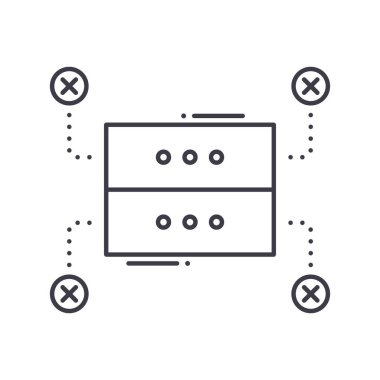 Sunucu erişilemeyen simge, doğrusal izole edilmiş illüstrasyon, ince çizgi vektörü, web tasarım işareti, düzenlenebilir çizgi konsept sembolü beyaz arkaplan üzerinde.
