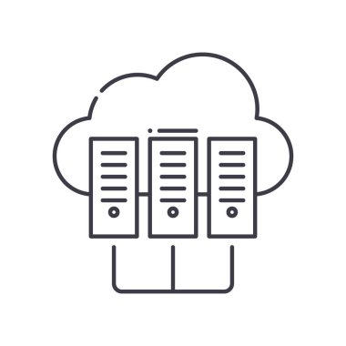 Sunucu kavramı simgesi, doğrusal izole resimleme, ince çizgi vektörü, web tasarım işareti, düzenlenebilir konsept sembolü beyaz arkaplan üzerinde.