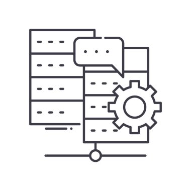 Sunucu yönetimi simgesi, doğrusal izole edilmiş illüstrasyon, ince çizgi vektörü, web tasarım işareti, düzenlenebilir çizgi konsept sembolü beyaz arkaplan üzerinde.