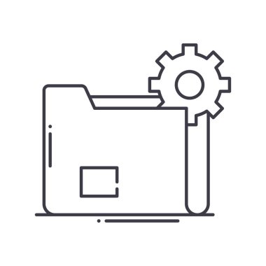 Yönetim belgelendirme simgesi, doğrusal izole resimleme, ince çizgi vektörü, web tasarım işareti, düzenlenebilir konsept sembolü beyaz arkaplan üzerinde.