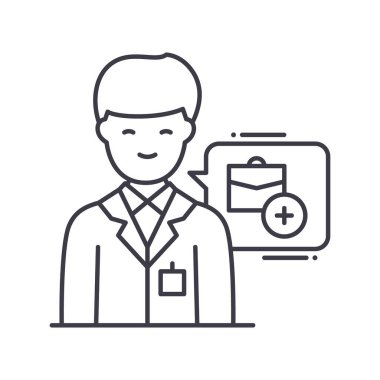 Yönetim danışmanlık simgesi, doğrusal izole edilmiş illüstrasyon, ince çizgi vektörü, web tasarım işareti, düzenlenebilir konsept sembolü beyaz arkaplan üzerinde.