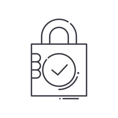 Güvenlik simgesi, doğrusal izole edilmiş illüstrasyon, ince çizgi vektörü, web tasarım işareti, düzenlenebilir konsept sembolü beyaz arkaplan üzerinde.