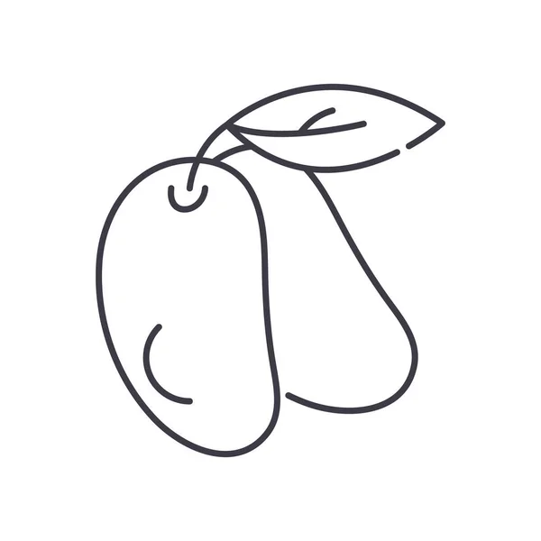 Mango-Symbol, linear isolierte Illustration, dünner Linienvektor, Webdesign-Zeichen, Umrisskonzept-Symbol mit editierbarem Strich auf weißem Hintergrund. — Stockvektor