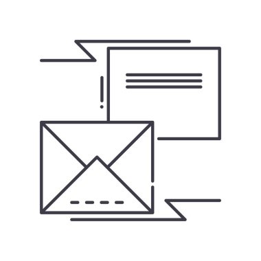 E- posta listeleri simgesi, doğrusal izole resimleme, ince çizgi vektörü, web tasarım işareti, düzenlenebilir konsept sembolü beyaz arkaplan üzerinde.