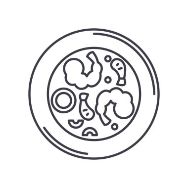 Deniz ürünleri simgesi, doğrusal izole edilmiş illüstrasyon, ince çizgi vektörü, web tasarım işareti, beyaz arkaplanda düzenlenebilir inme ile ana konsept sembolü.