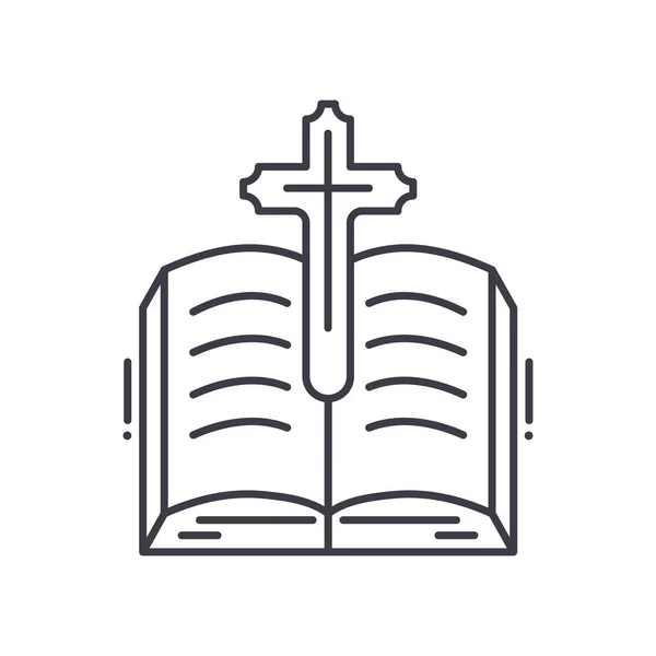 Ikona Pisma Świętego, odizolowana ilustracja liniowa, wektor cienkiej linii, znak projektu strony internetowej, symbol koncepcji zarysu z edytowalnym pociągnięciem na białym tle. — Wektor stockowy