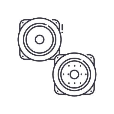 Hoparlör simgesi, doğrusal izole edilmiş illüstrasyon, ince çizgi vektörü, web tasarım işareti, düzenlenebilir konsept sembolü beyaz arkaplan üzerinde.