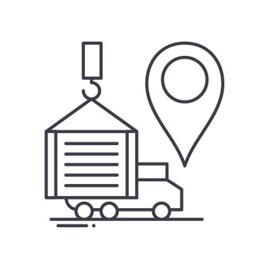 Lojistik hedef simgesi, doğrusal izole edilmiş illüstrasyon, ince çizgi vektörü, web tasarım işareti, düzenlenebilir beyaz arkaplan üzerinde çizgi konsept sembolü.