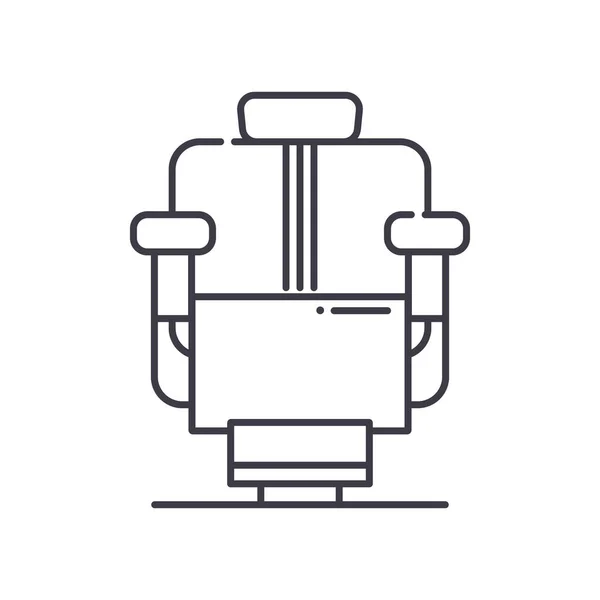 Icona sedia barbiere, illustrazione lineare isolata, vettore linea sottile, segno web design, simbolo del concetto di contorno con tratto modificabile su sfondo bianco. — Vettoriale Stock