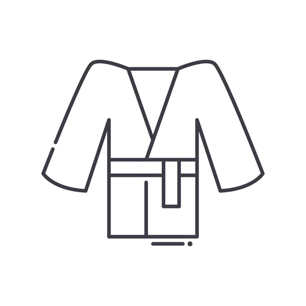 Bademantel-Symbol, linear isolierte Illustration, dünner Linienvektor, Webdesign-Zeichen, Umrisskonzept-Symbol mit editierbarem Strich auf weißem Hintergrund. — Stockvektor