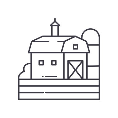 Barn simgesi, doğrusal izole edilmiş illüstrasyon, ince çizgi vektörü, web tasarım işareti, düzenlenebilir beyaz arkaplan üzerinde çizgi konsept sembolü.