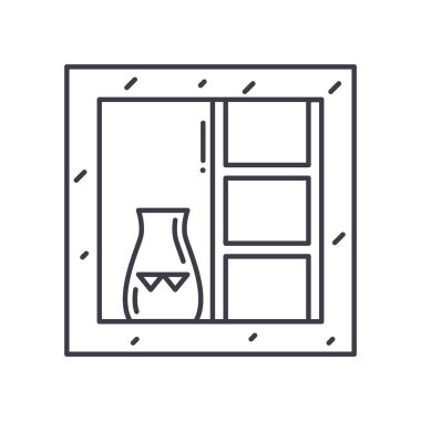 Banyo rafları simgesi, doğrusal izole edilmiş illüstrasyon, ince çizgi vektörü, web tasarım işareti, düzenlenebilir konsept sembolü beyaz arkaplan üzerinde.