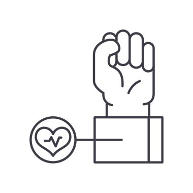 Tansiyon konsepti simgesi, doğrusal izole çizim, ince çizgi vektörü, web tasarım işareti, düzenlenebilir beyaz arkaplan üzerinde çizgi konsept sembolü.