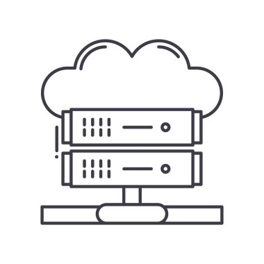 Büyük veri konsepti simgesi, doğrusal izole çizim, ince çizgi vektörü, web tasarım işareti, düzenlenebilir konsept sembolü beyaz arkaplan üzerinde.