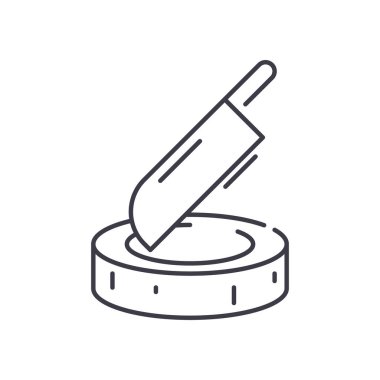 Blok ve satır konsepti simgesi, doğrusal izole çizim, ince çizgi vektörü, web tasarım işareti, düzenlenebilir konsept sembolü beyaz arkaplan üzerinde.