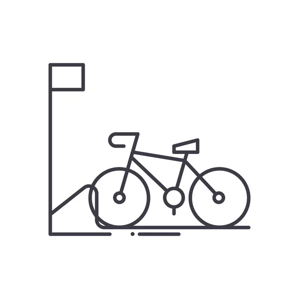 Icono de estacionamiento de bicicletas, ilustración lineal aislada, vector de línea delgada, signo de diseño web, símbolo de concepto de contorno con trazo editable sobre fondo blanco. — Archivo Imágenes Vectoriales