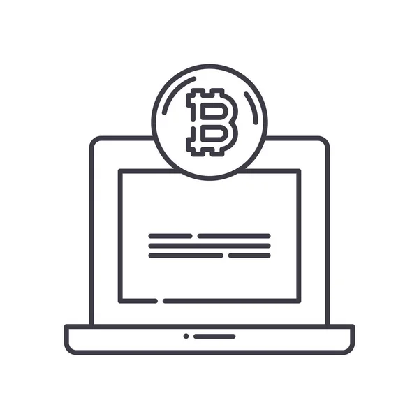 Bitcoin icoon, lineaire geïsoleerde illustratie, dunne lijn vector, web design teken, schets concept symbool met bewerkbare slag op witte achtergrond. — Stockvector