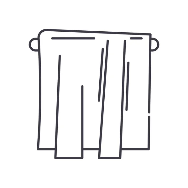 Icono de toalla de peluquería, ilustración lineal aislada, vector de línea delgada, signo de diseño web, símbolo de concepto de contorno con trazo editable sobre fondo blanco. — Vector de stock