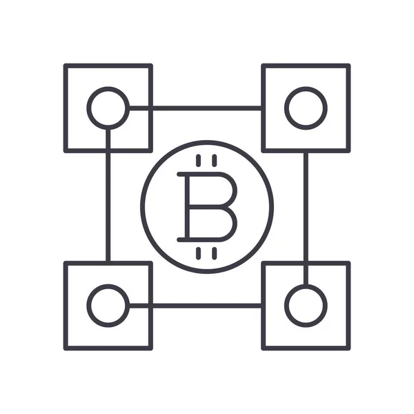 Blockchain-Schema-Symbol, linear isolierte Illustration, dünner Linienvektor, Webdesign-Zeichen, Umrisskonzept-Symbol mit editierbarem Strich auf weißem Hintergrund. — Stockvektor