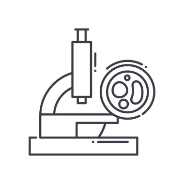 Biyoloji bilim simgesi, doğrusal izole edilmiş illüstrasyon, ince çizgi vektörü, web tasarım işareti, düzenlenebilir beyaz arkaplan üzerinde çizgi konsept sembolü.