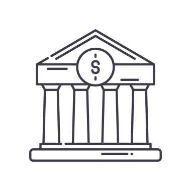 Banka sevices simgesi, doğrusal izole illüstrasyon, ince çizgi vektörü, web tasarım işareti, düzenlenebilir konsept sembolü beyaz arkaplan üzerinde.