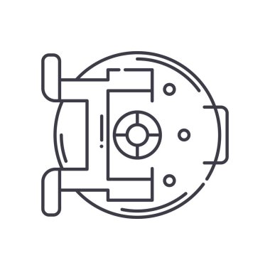 Banka güvenli kapı simgesi, doğrusal izole edilmiş illüstrasyon, ince çizgi vektörü, web tasarım işareti, düzenlenebilir beyaz arkaplan üzerinde çizgi konsept sembolü.