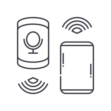 Bluetooth simgesi, doğrusal izole edilmiş illüstrasyon, ince çizgi vektörü, web tasarım işareti, düzenlenebilir beyaz arkaplan üzerinde çizgi konsept sembolü.