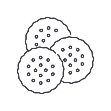 Bisküvi simgesi, doğrusal izole edilmiş illüstrasyon, ince çizgi vektörü, web tasarım işareti, düzenlenebilir beyaz arkaplan üzerinde çizgi konsept sembolü.