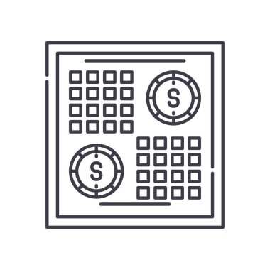 Bingo simgesi, doğrusal izole edilmiş illüstrasyon, ince çizgi vektörü, web tasarım işareti, düzenlenebilir çizgi konsept sembolü beyaz arkaplan üzerinde.