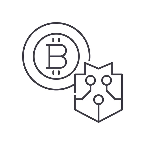 Bitcoin-Sicherheits-Symbol, linear isolierte Abbildung, dünner Linienvektor, Webdesign-Zeichen, Umrissenkonzept-Symbol mit editierbarem Strich auf weißem Hintergrund. — Stockvektor