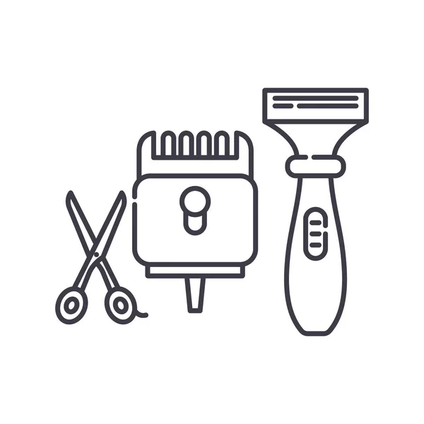 Символ концепции парикмахерских инструментов, линейная изолированная иллюстрация, вектор тонкой линии, знак веб-дизайна, символ наброска с редактируемым штрихом на белом фоне. — стоковый вектор