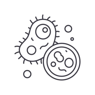 Biyoloji simgesi, doğrusal izole edilmiş illüstrasyon, ince çizgi vektörü, web tasarım işareti, düzenlenebilir beyaz arkaplan üzerinde çizgi konsept sembolü.