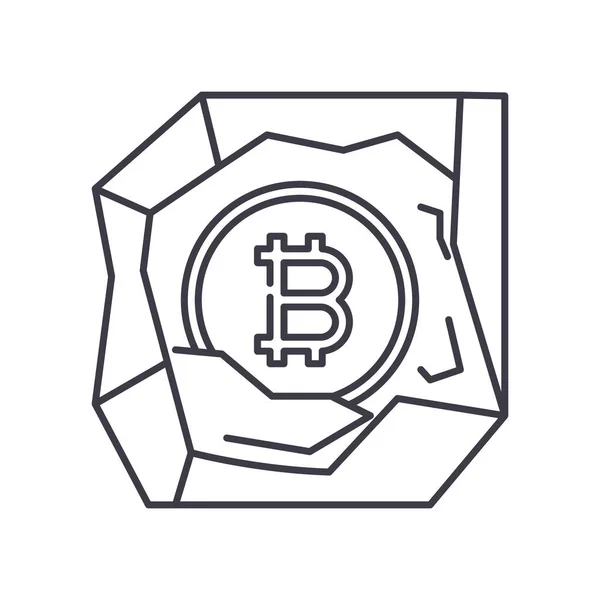 Bitcoin bányászat ikon, lineáris elszigetelt illusztráció, vékony vonal vektor, web design jel, vázlat koncepció szimbólum szerkeszthető stroke fehér háttér. — Stock Vector