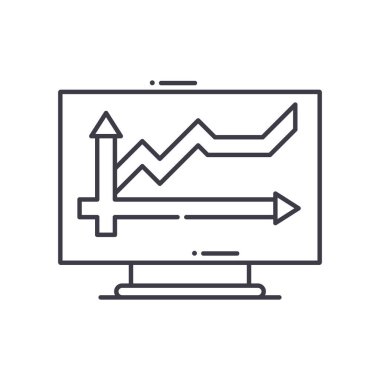 İş haberleri konsepti simgesi, doğrusal izole illüstrasyon, ince çizgi vektörü, web tasarım işareti, düzenlenebilir konsept sembolü beyaz arkaplan üzerinde.