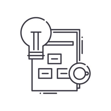 İş planı simgesi, doğrusal izole edilmiş illüstrasyon, ince çizgi vektörü, web tasarım işareti, düzenlenebilir beyaz arkaplan üzerinde çizgi konsept sembolü.