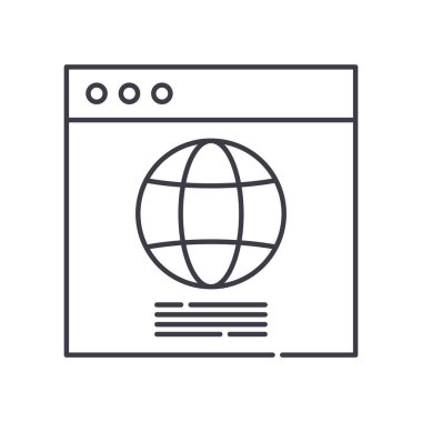 Tarayıcı simgesi, doğrusal izole resimleme, ince çizgi vektörü, web tasarım işareti, düzenlenebilir çizgi konsept sembolü beyaz arkaplan üzerinde.