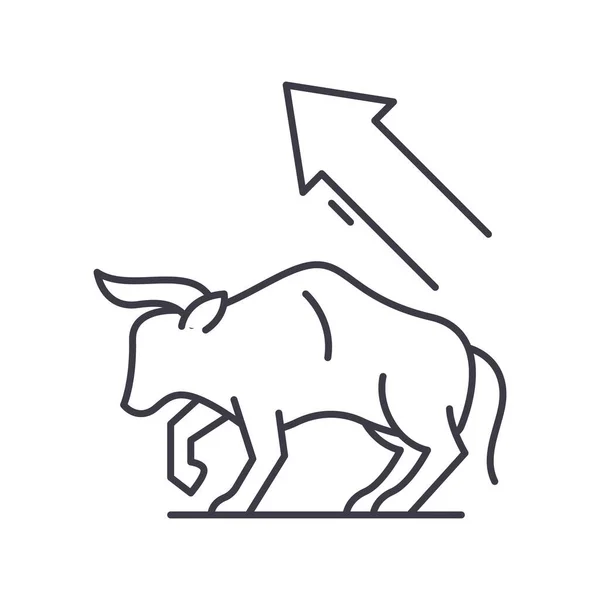 Icono de tendencia Bull, ilustración lineal aislada, vector de línea delgada, signo de diseño web, símbolo de concepto de contorno con trazo editable sobre fondo blanco. — Archivo Imágenes Vectoriales