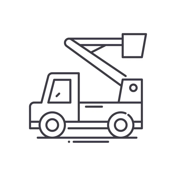 Boom lift icoon, lineaire geïsoleerde illustratie, dunne lijn vector, web design teken, schets concept symbool met bewerkbare slag op witte achtergrond. — Stockvector